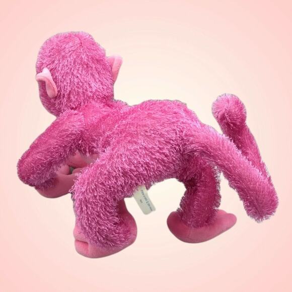 Wish Pets Posable Plush Pastel Monkey 2004 Harry 12” Stuffed Animal Pink Toy - Picture 4 of 9